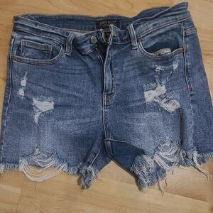 Judy Blue Women's Ripped Jean Shorts - Blue